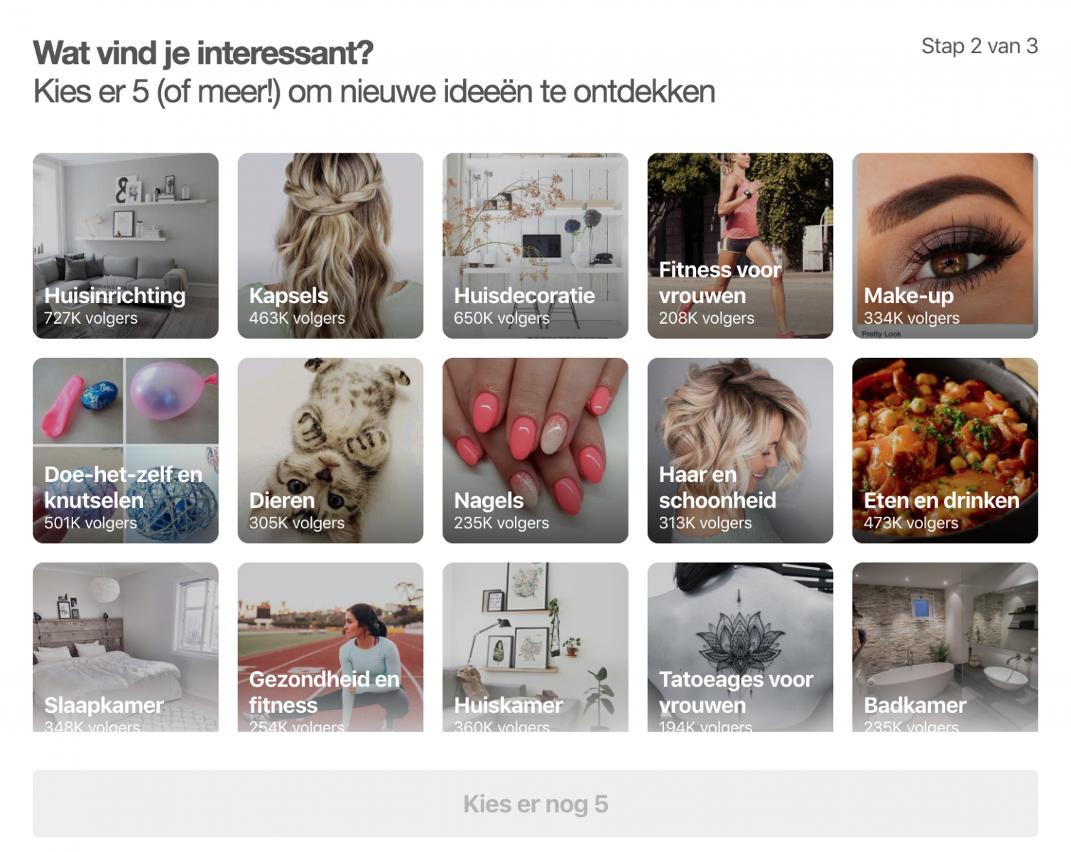 interesses kiezen op Pinterest